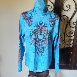 Vibrant Blue Patterned Hoodie